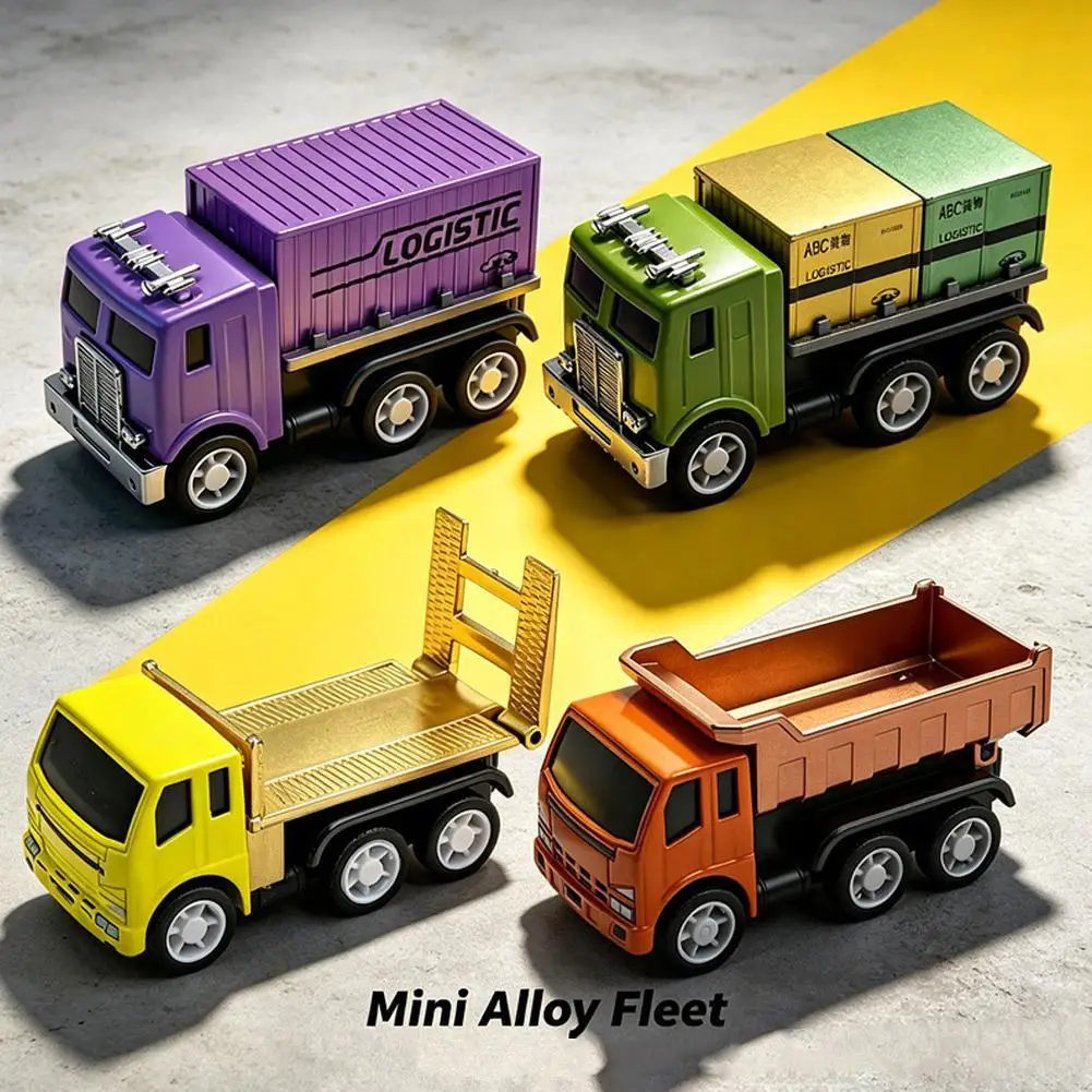 4 Pack Mini Alloy Engineering Truck Toy Construction Vehicle Car Model Smooth Rolling Wheels Interactive Play Toy For Kids Gift