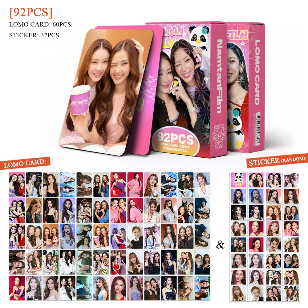92 cartes Lomo NamtanFilm, pack de 60 photocards d'idols thaïlandais, 32 autocollants mignons, merchandising pour fans de filles thaïlandaises, cadeaux pour fans.