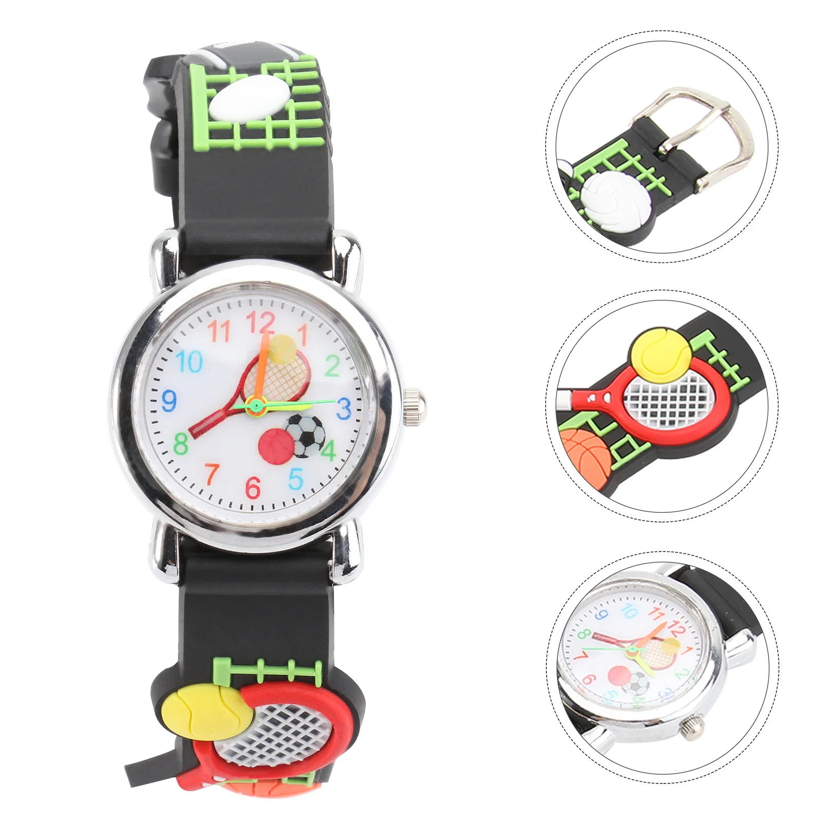 ساعة كوارتز ثلاثية الأبعاد بتصميم كرتوني للتنس، حزام مريح قابل للتعديل، ساعة يد رياضية خارجية هدية #3