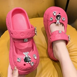 Women Summer Slippers EVA Clogs Sandals Outside Rhinestone Decoration Garden Shoes Non-Slip Slides Flip Flop Fashion Casual Shoe