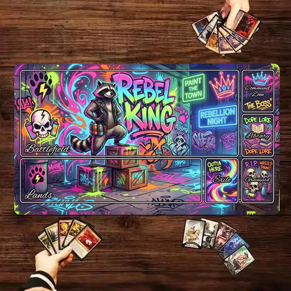 Neon Street Graffiti Rebel Raccoon Zoned MTG Playmat 24