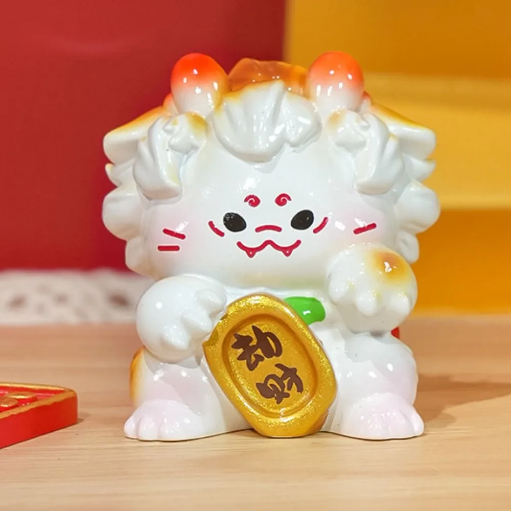 النمط الصيني 2026 السنة الجديدة زخرفة نعمة التقليدية محظوظ القط مكتب زخرفة صغيرة الإبداعية لطيف الراتنج الحرف