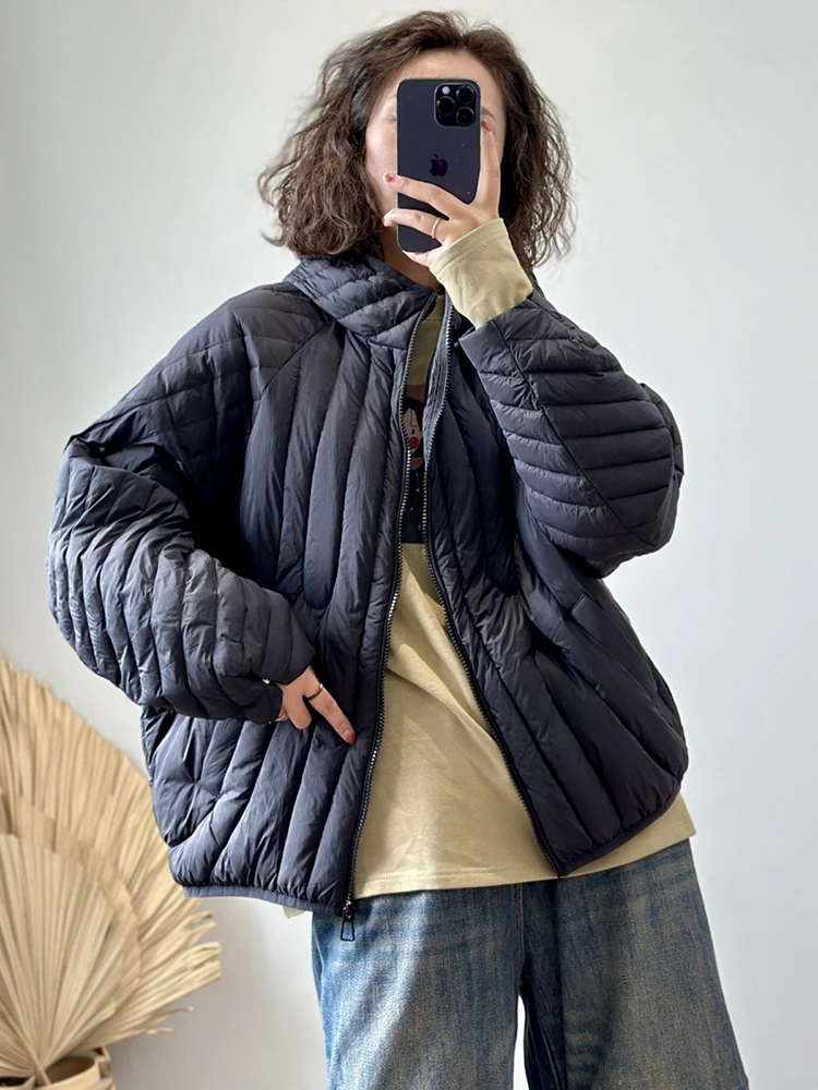 2025 herbst Winter Frauen Übergroße Puffer Jacke Kurze Ultra Licht 90 % Weiße Ente Unten Mantel Mit Kapuze Warme Parkas outwear
