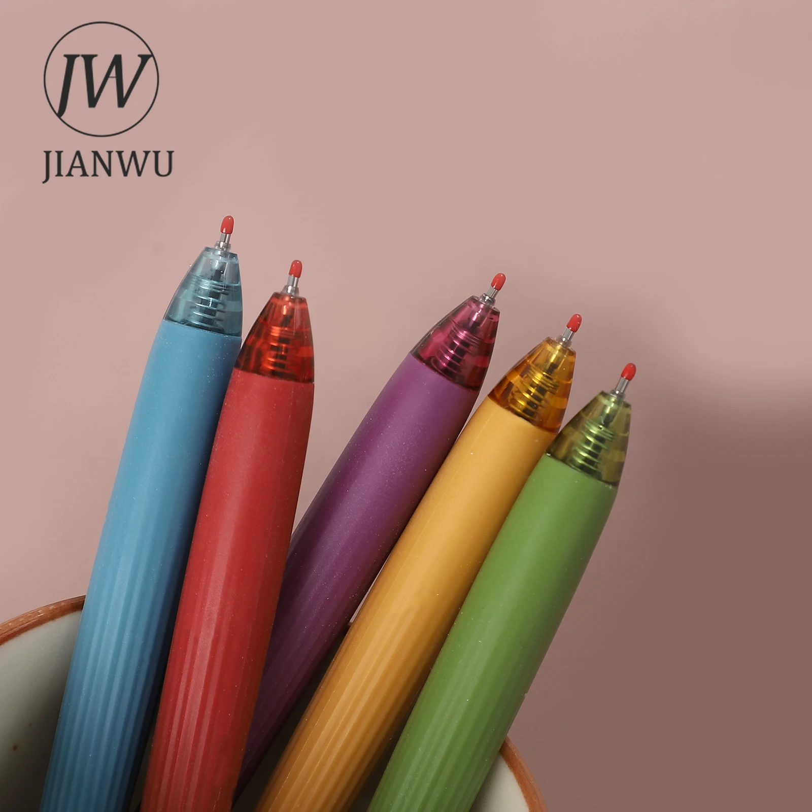 JIANWU 5 Pcs/set Morandi Color Kaba Bear Press Gel Pen Set 0.5mm Write Smoothly Creative DIY Student Supplies Stationery