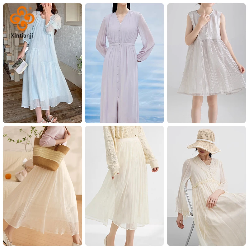 Chiffon Fabric By Meter Wrinkle Sheer Crepe Chiffon Lightweight Material For Wedding Veil Bridal Gown Party Decor DIY Sewing