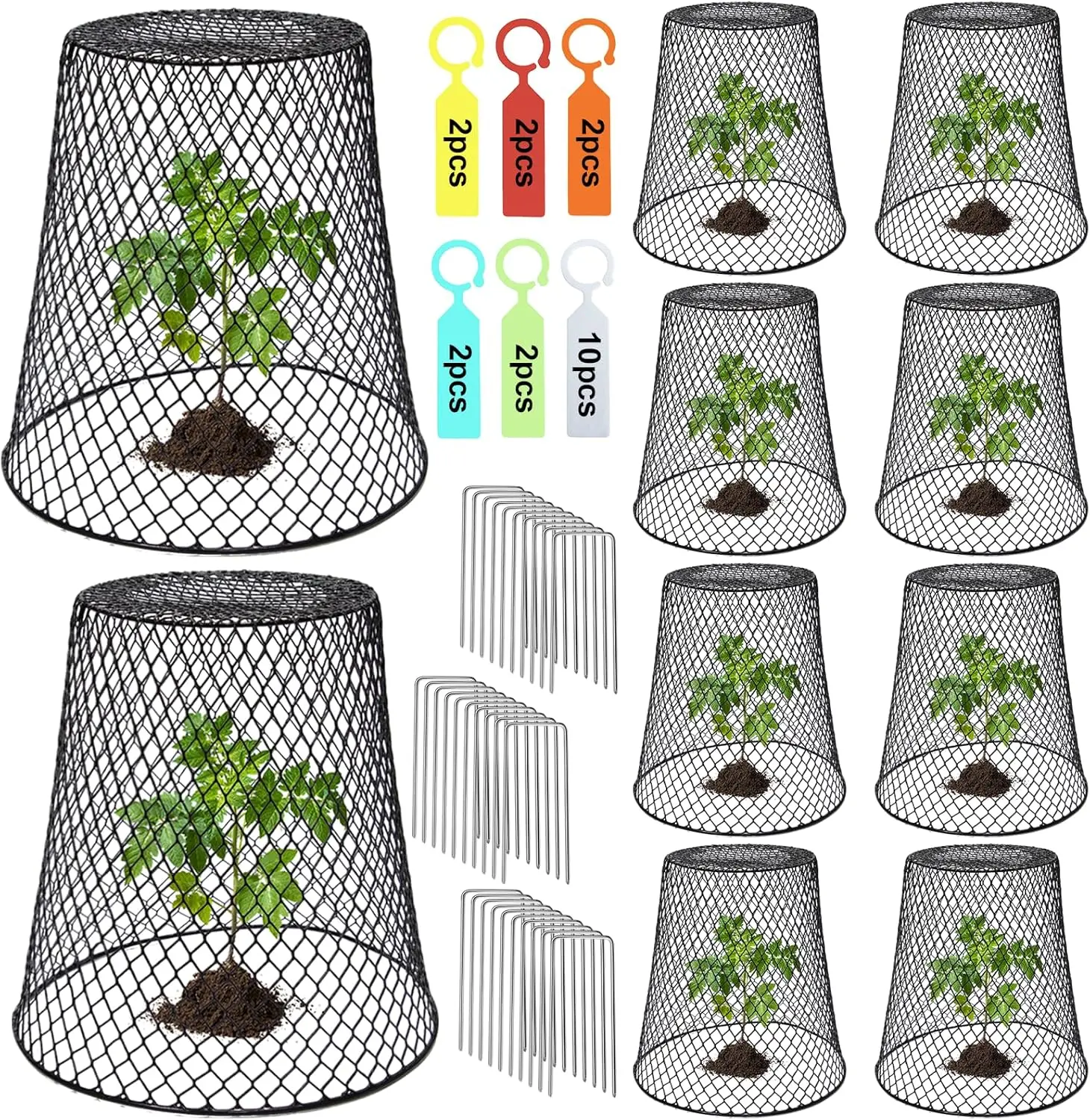 10 قطع من أغطية النباتات المعدنية شديدة التحمل لحماية الحديقة من الحيوانات، 9 × 9 بوصة