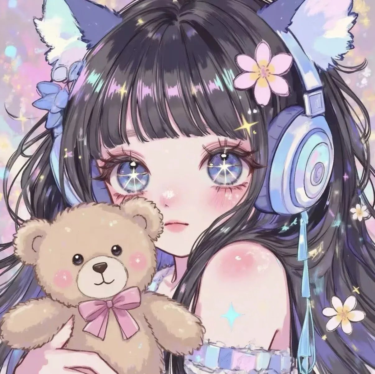 

9ct 60x60cm Girl With Bear Embroidery DIY Printed Kits Cross Stitch Thread Needlework Sets With needles threads 41 Colors