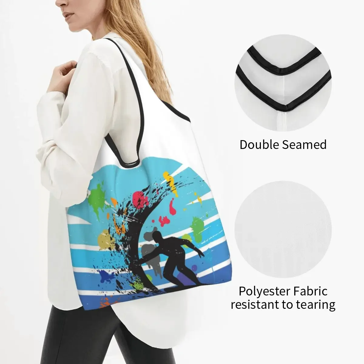 Mr Zogs Surfing Sex Wax Portable Tote Shopping Bags Large Capacity Shopper Bag Groceries Handbag Shoulder Bag