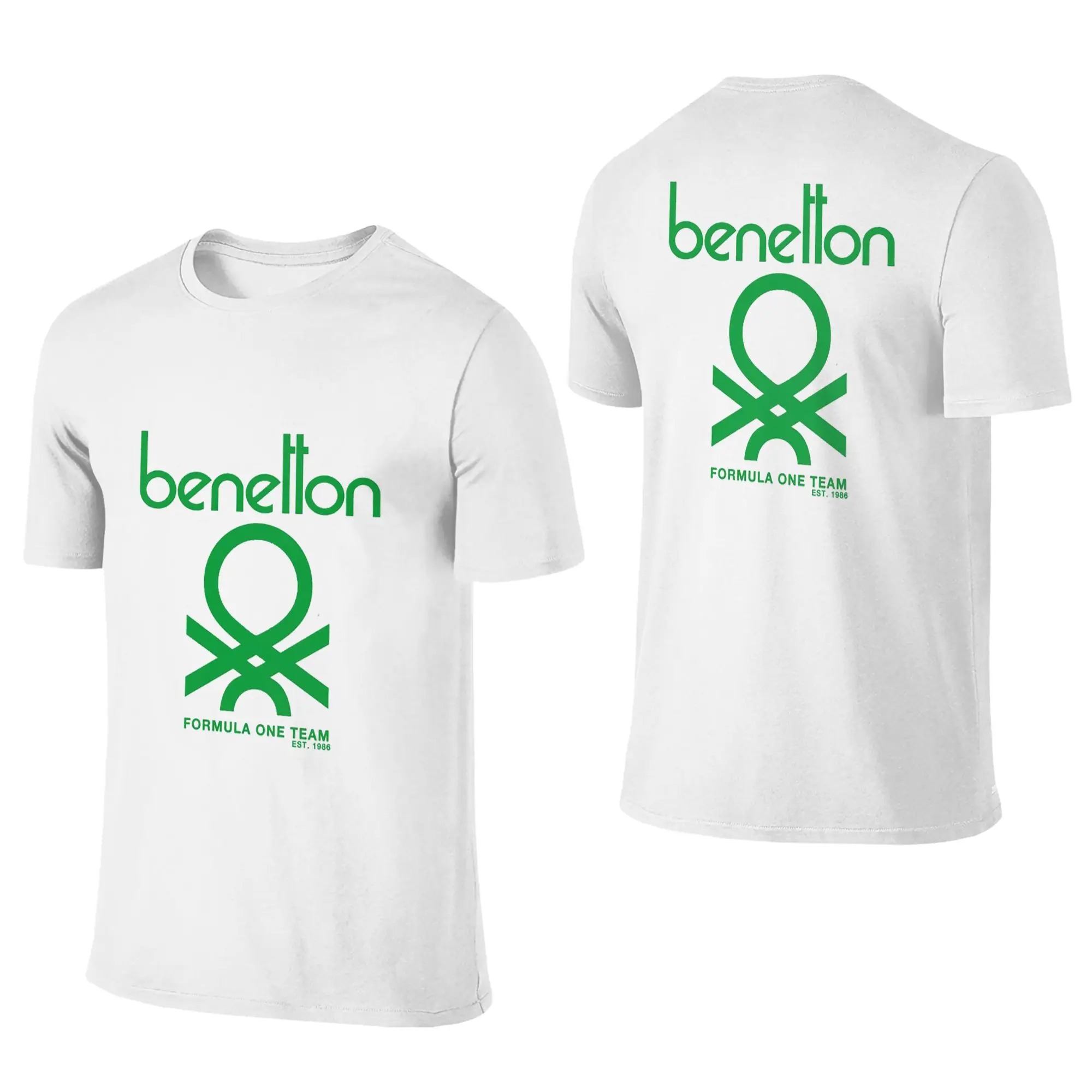 Camiseta Benetton 100% Algodão Masculina, Camiseta de Dupla Face, Camisetas de Verão com Gola O, Tamanhos S-6XL
