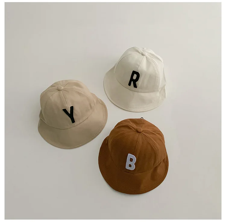 Spring Autumn Kids Letter Y R B O Cap South Korean Fashion Boy Girl Sunscreen Hats New Breathable Baby Fisherman Bucket Hats 1-4