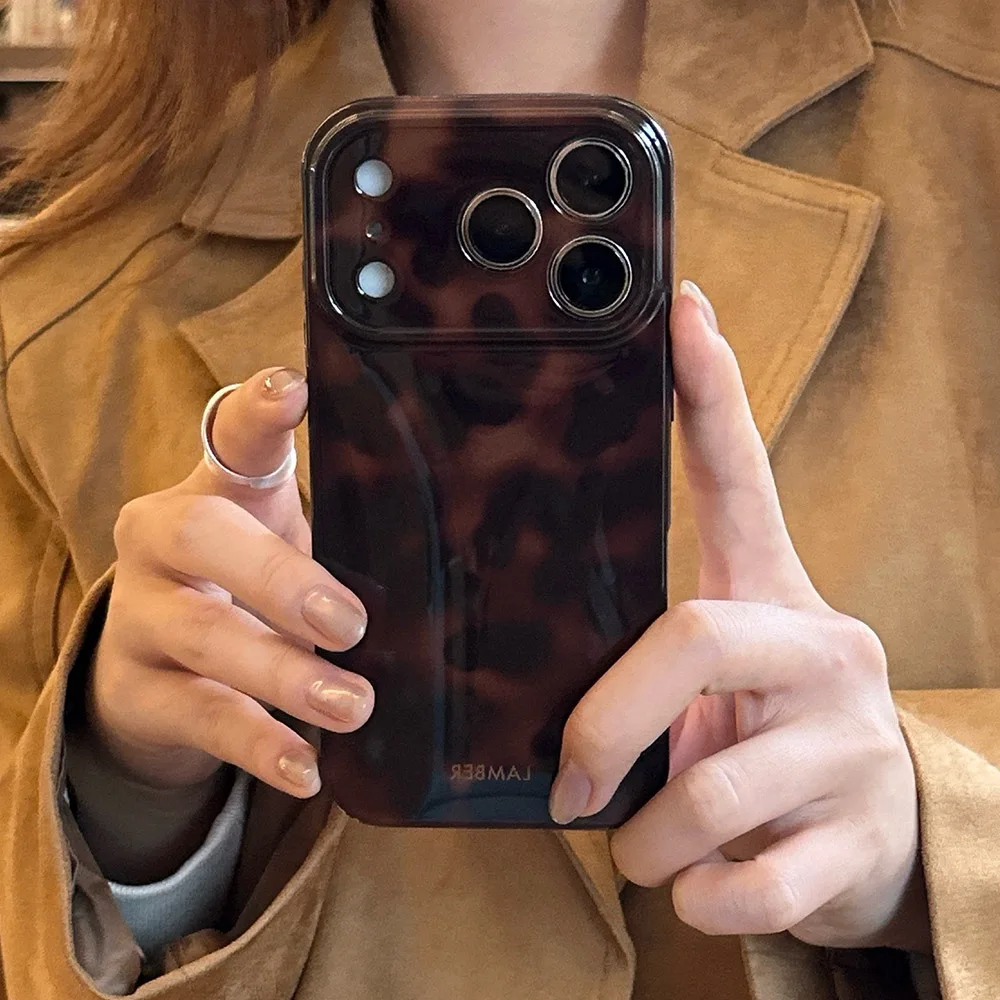 Amber Retro Leopard Print Phone Case For iPhone 17 16 15 14 13 12 11 Pro Max 15 Plus 17Air Shockproof Dustproof Soft Back Cover