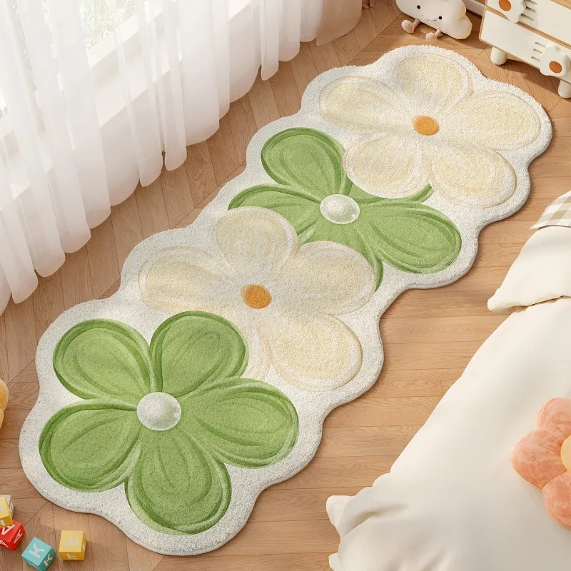 Flower Pattern Bedroom Decor Dopamine Carpet Thick Plush Carpets for Living Room Fluffy Soft Bedside Floor Mat Home Washable Rug