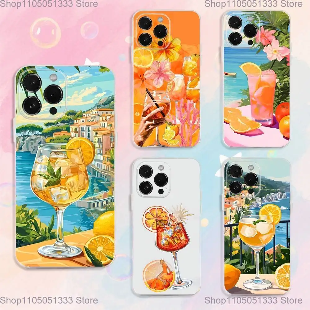 

Aperol Spritz Art Phone Case For iPhone 17,16,15,14,13,12,11 Plus,Pro,Max,XR,XS,Plus,E,SE4,Mini Transparent Cover