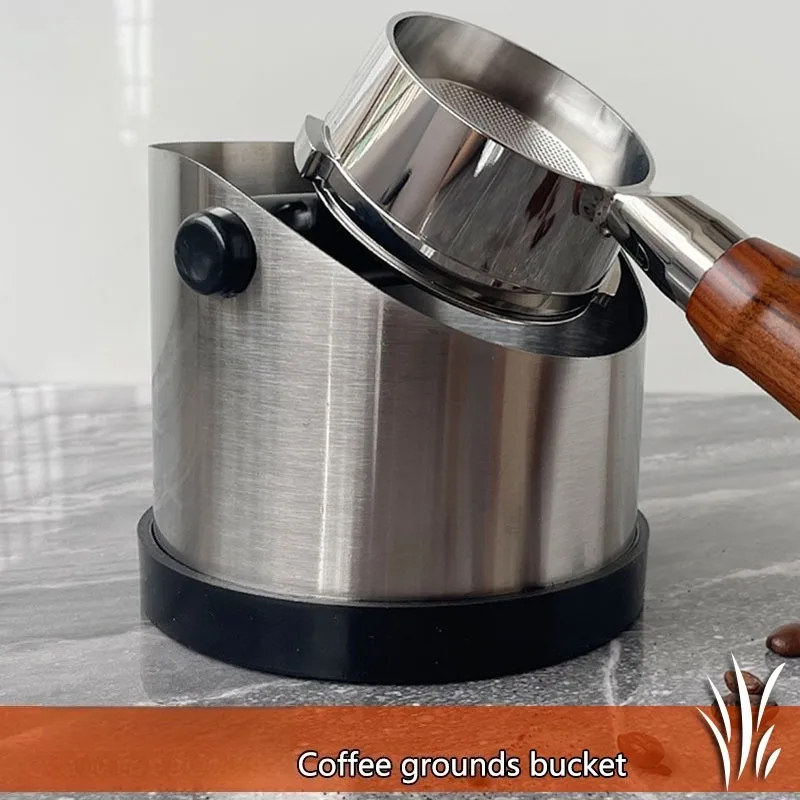 

Coffee Knock Box Espresso Knock Box Non Slip Coffee Ground Knock Box with Rubber Ring Beveled Coffee Ground Bin Stainless Steel