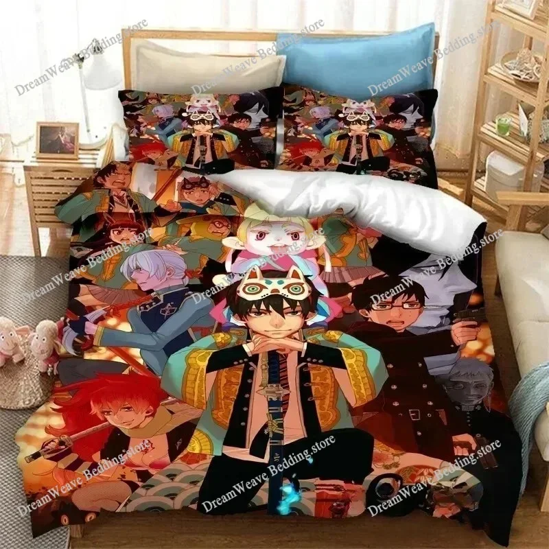 

Fashion 3D Printing Anime Blue Exorcist Bedding Set Duvet Covers Pillowcases Comforter Bedding Sets Bedclothes Bed Quilt Cover9