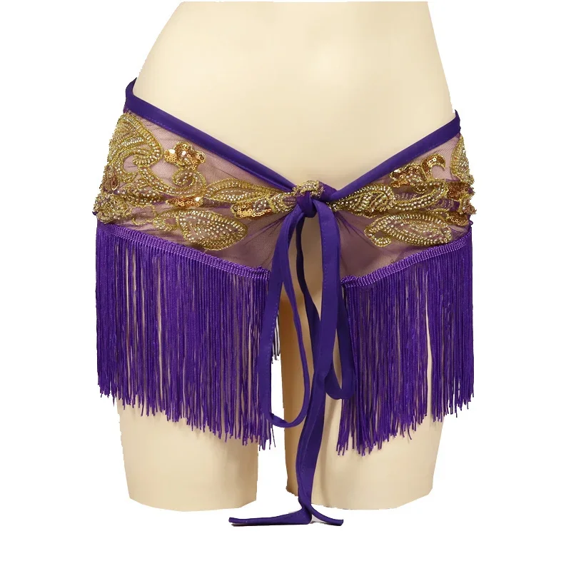 Accesorios de disfraz para niñas, Base de malla, lentejuelas, borlas, envolturas, medio círculo, cinturón, flecos, bufanda de cadera con monedas doradas