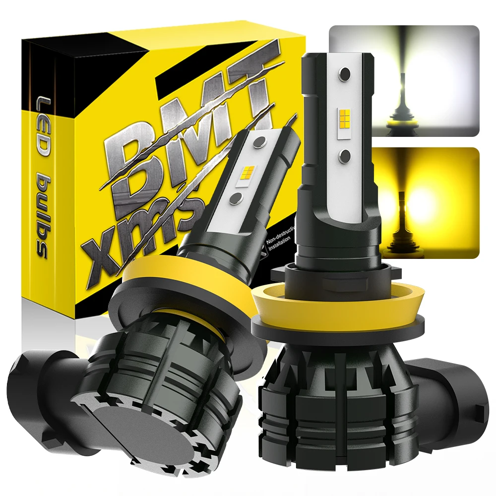 

BMTxms 2x Switchback H11 H8 H16JP H10 HB3 9006 HB4 LED Fog Light For Hyundai Ford Nissan Honda KIA White Yellow DRL Bulb 12000LM