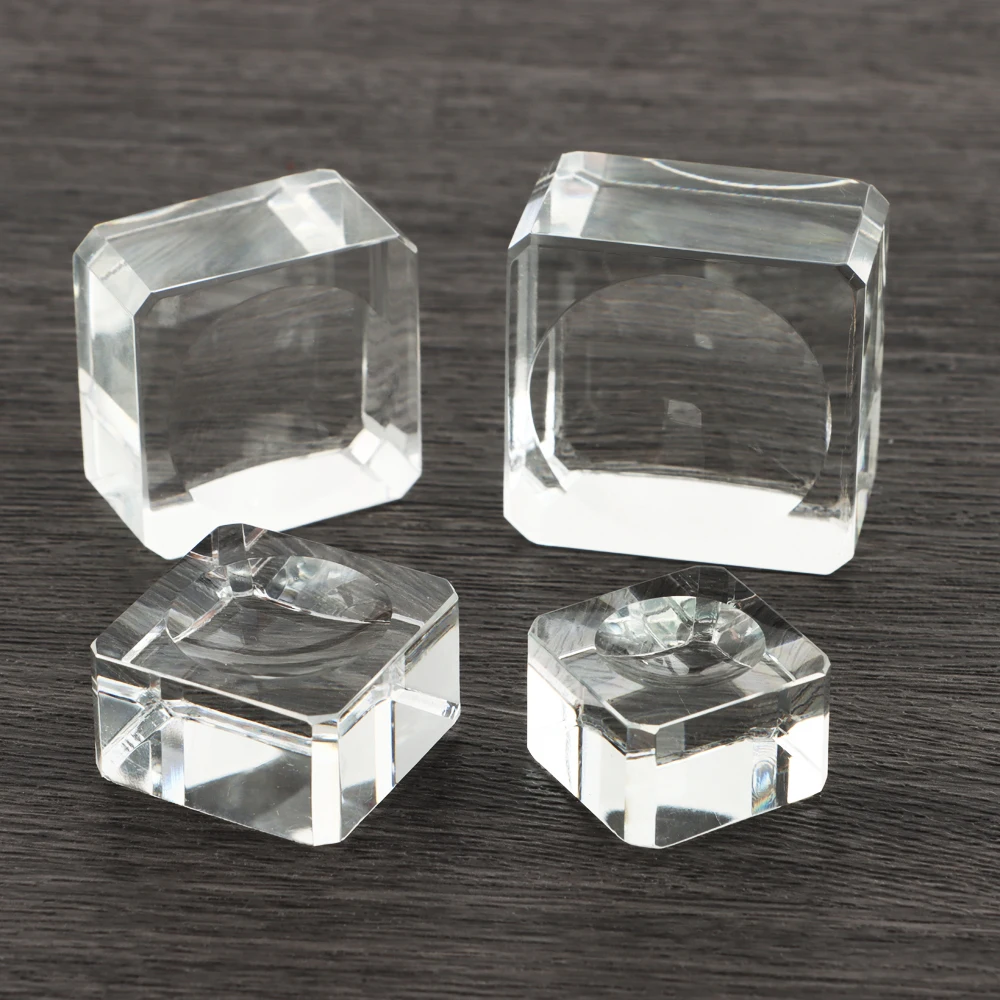 25/30/35/40mm Square Glass Crystal Sphere Base Transparent Support Pedestal Holder Ball Display Stand Home Decoration