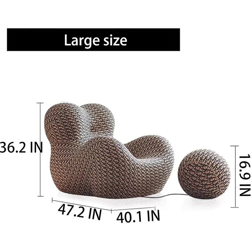 Bean Bag Chair, Ice Silk Breathable Fabric, Solid Wood Base, Including The Same Color Ball Sofa Chair, Surround Backrest