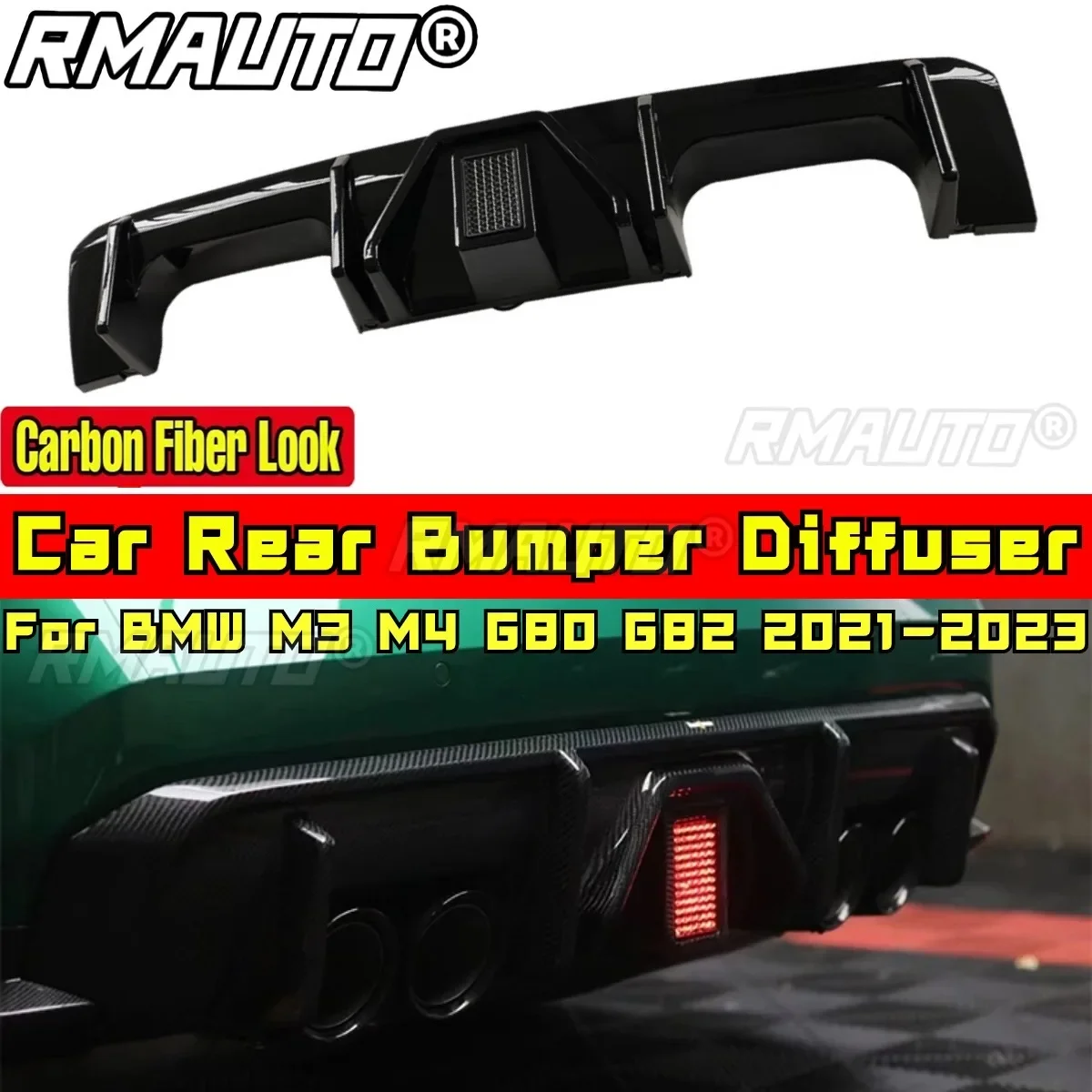 For BMW M3 M4 G80 G82 2021-2023 Body Kit Rear Bumper Cover Diffuser Rear Bumper Splitter Protector Apron Car Accessories