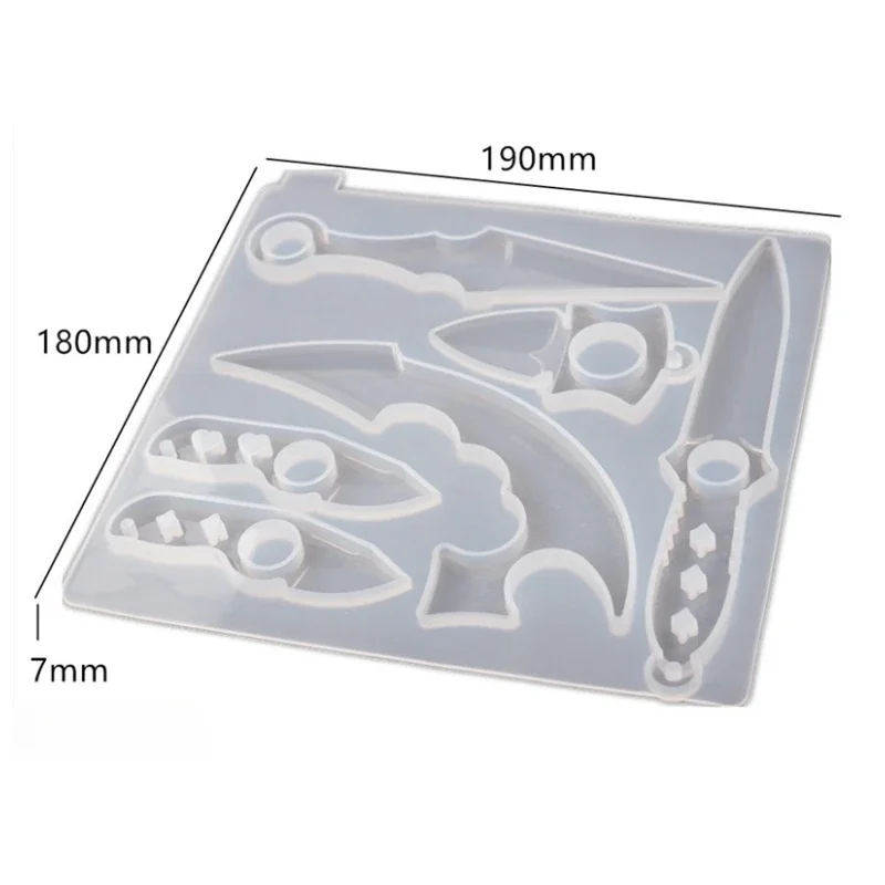 DIY cetakan Resin epoksi kristal gantungan kunci tempat jari pisau pertahanan cermin cetakan silikon untuk Resin
