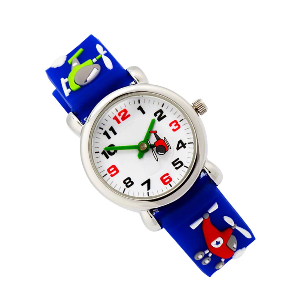Blue 3D Cartoon Watch Creative Fighter Design Waterproof Wristwatch Durable Safe Comfortable Birthday Gift