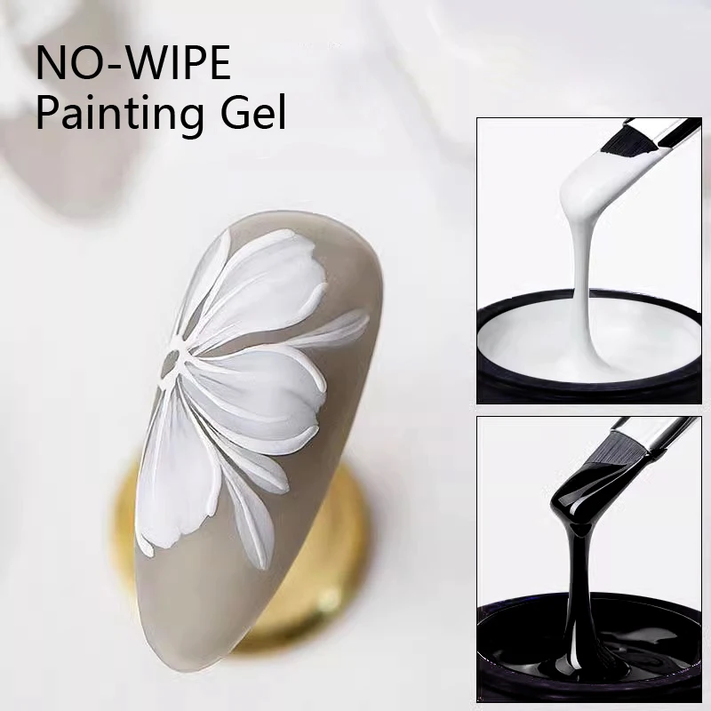 CHUNSHU No Wipe Painting Gel Semi-solid UV Gel Polish Nail Art Design Soak Off 4in1 Full Coverage Paint Manicure White Black 5ml