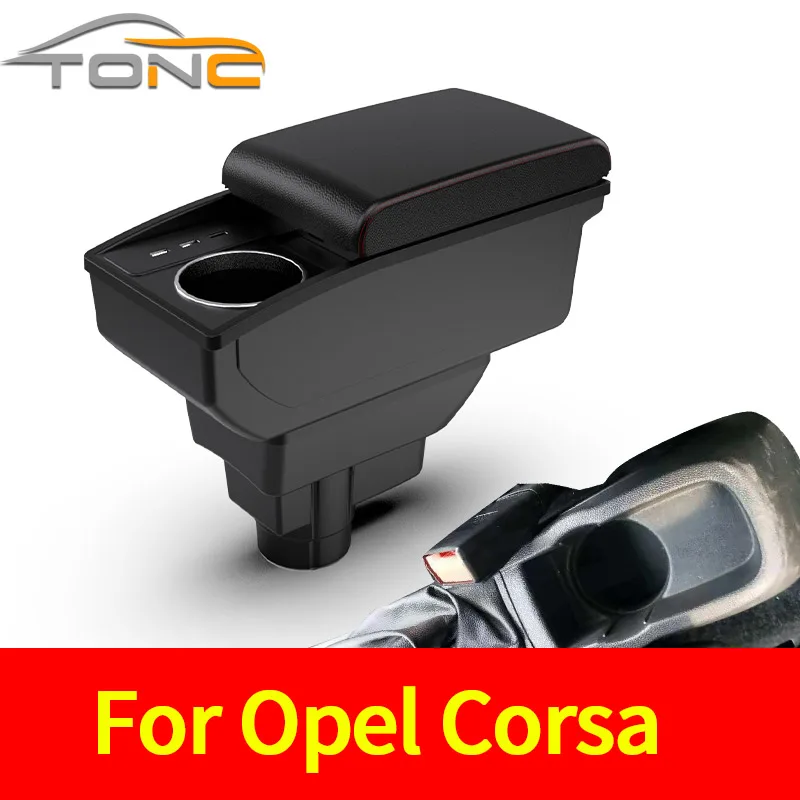 For Opel Corsa D Armrest box For Opel Corsa Car armrest backrest Interior parts storage box Retrofit parts Car accessories