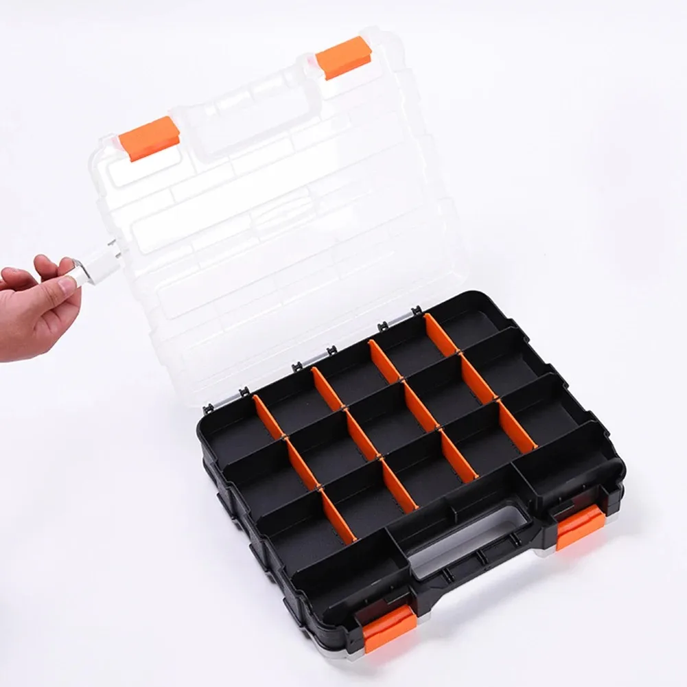 Small Parts Organizer 34-Compartments Double Side Parts Organizer with Removable Dividers for Hardware Screws Bolts Nails