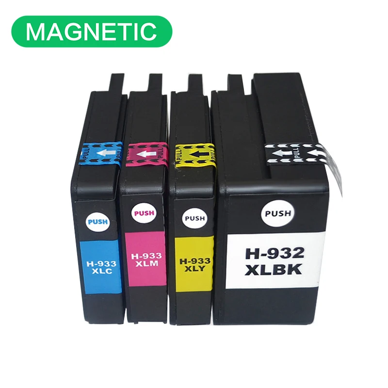 4X Magnetic Compatible Ink Cartridges for HP932 for HP 932 933 Officejet Pro 6100 6600 6700 7110 7610 7612 Printer For HP933 XL