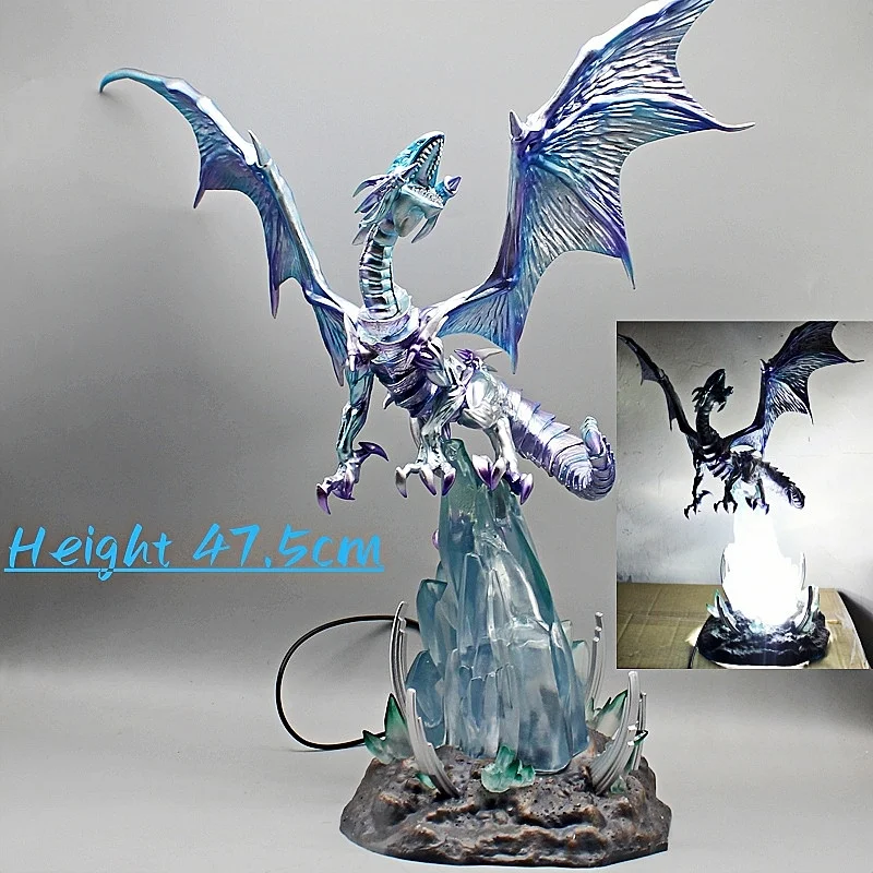 47cm Yu-Gi-Oh Figure Blue-Eyes White Dragon Figures With Light Pvc Statue Model High Quality Collections Desk Decora Gift Toys