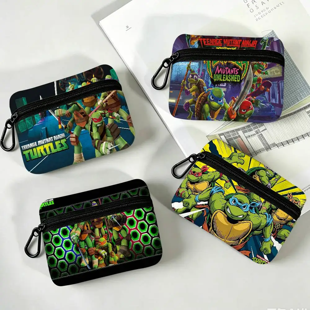 N-Ninja M-Mutant T-Turtles M-Mayhem Oxford Fabric Mini Coin Wallet Smooth Zipper Hanging Design Multi-use Small Storage Bag
