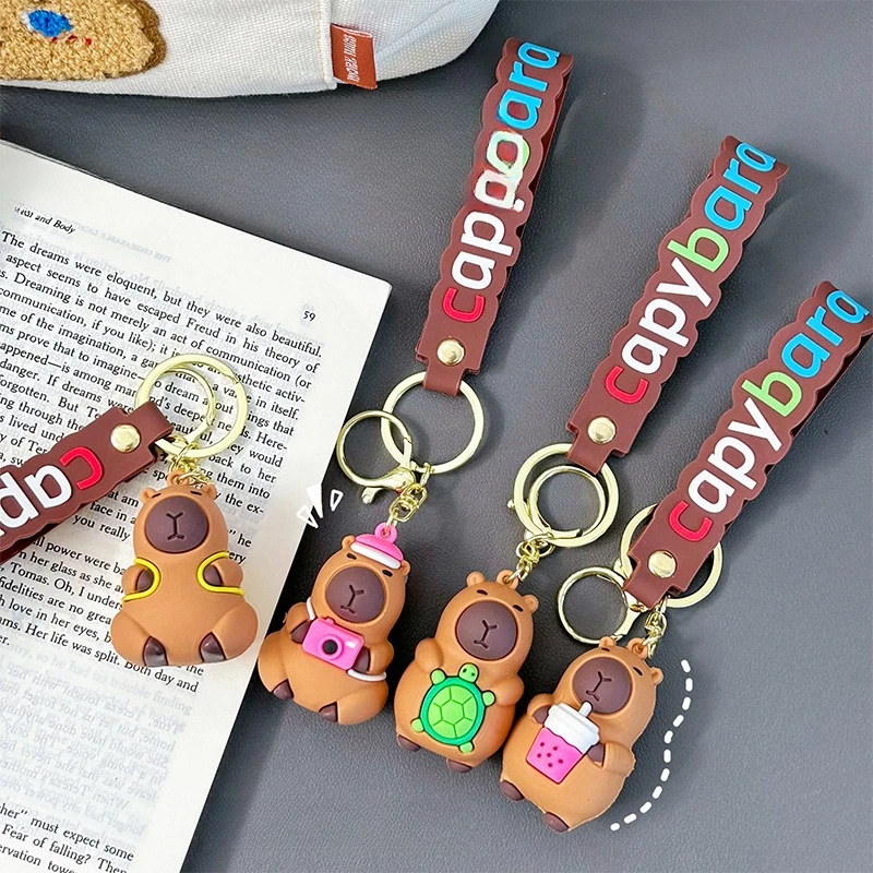 Popular Kapibara Keychain Buddha Water Guinea Pig Doll Key Chain Backpack Pendant Comic Exhibition Gifts Keychain Collection