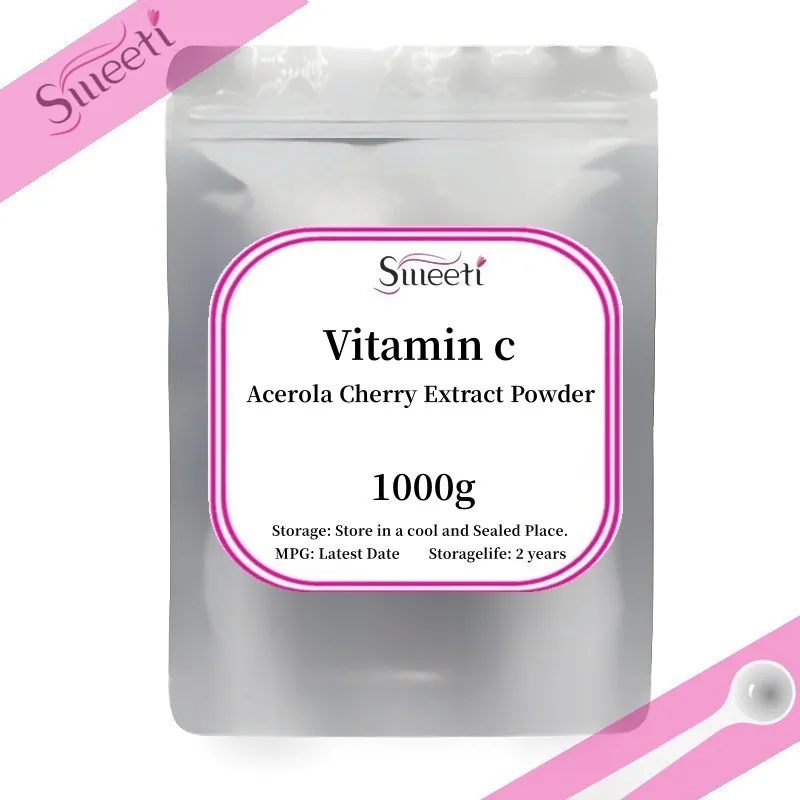 Free shipping 50g-1000g 100% ascorbic acid Acerola cherry extract powder vitamin C powder whitening skincare product