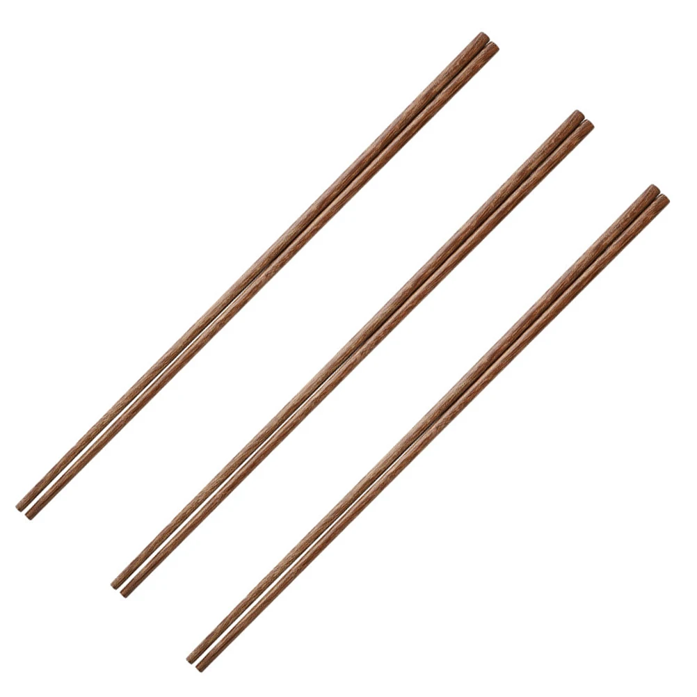 

3 Pair Lightweight Solid Wood Hotpot Chopsticks Restaurant Kitchen Wooden Child