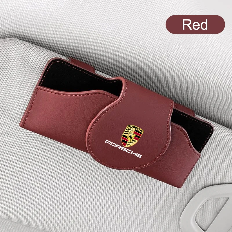 

Car Sun Visor Glasses Clip Multifunctional Case Glasses Holder For Porsche 911 Cayenne Panamera Macan Boxster Carrera-GT 928 944