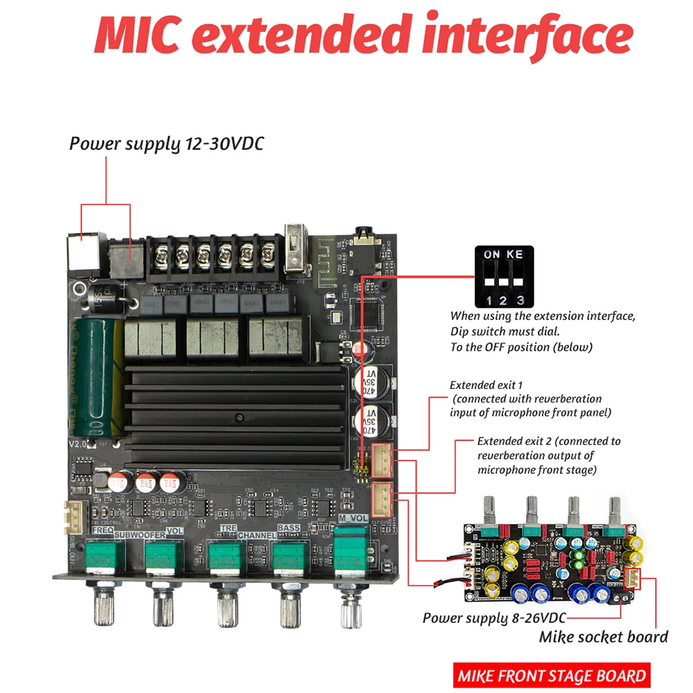 ZK-ST21 DC12-30V 10A بلوتوث مضخم رقمي مجلس 2.1 قناة 100 واط + 100 واط + 200 واط مضخم الصوت قوة الصوت ستيريو باس TPA3221 رقاقة #1