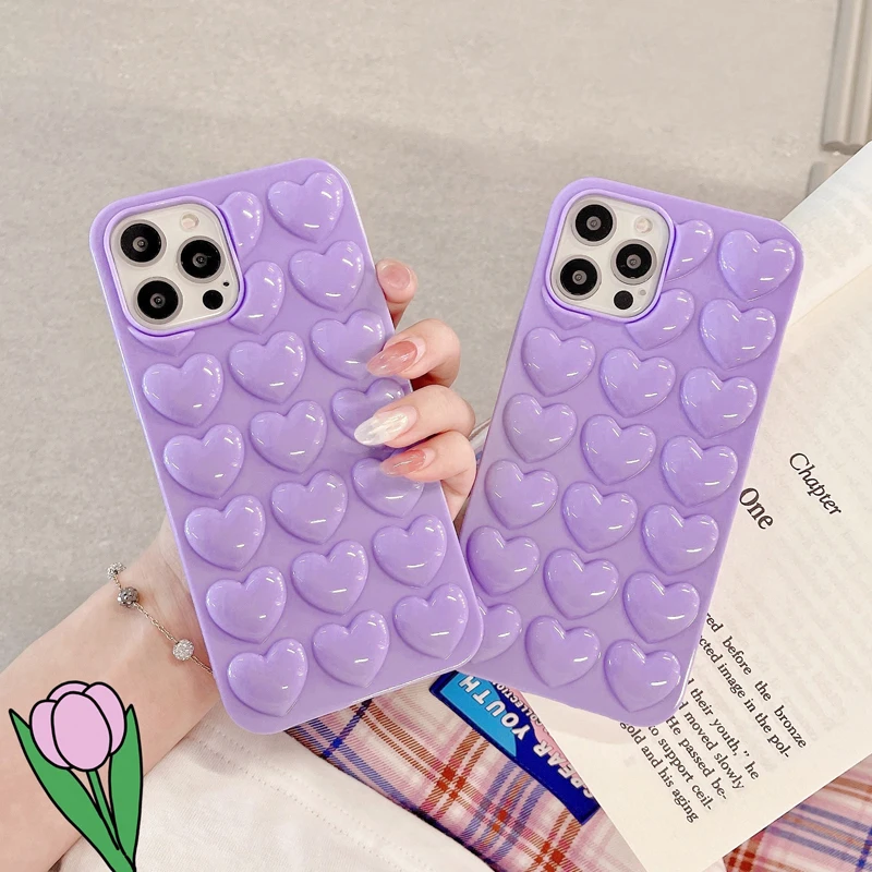 2024 3D couple phone case for iPhone 11 Pro, 12, 13, 14 Pro Max, Mini, XS Max, XR, X, 7, 8, 14 Plus, soft caramel TPU back case