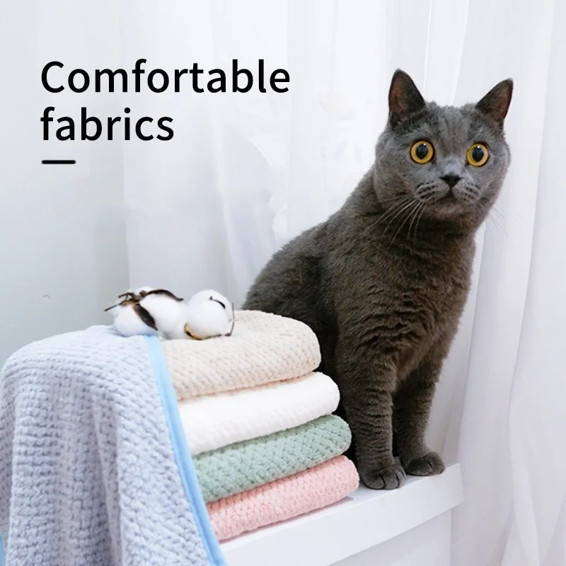 Pet Absorbent Towel Microfiber Dog Blanket Bathing Towel Cat Cushion Dog Bathrobes Wiping Cloth Quilt Warm Coral Fleece Pad