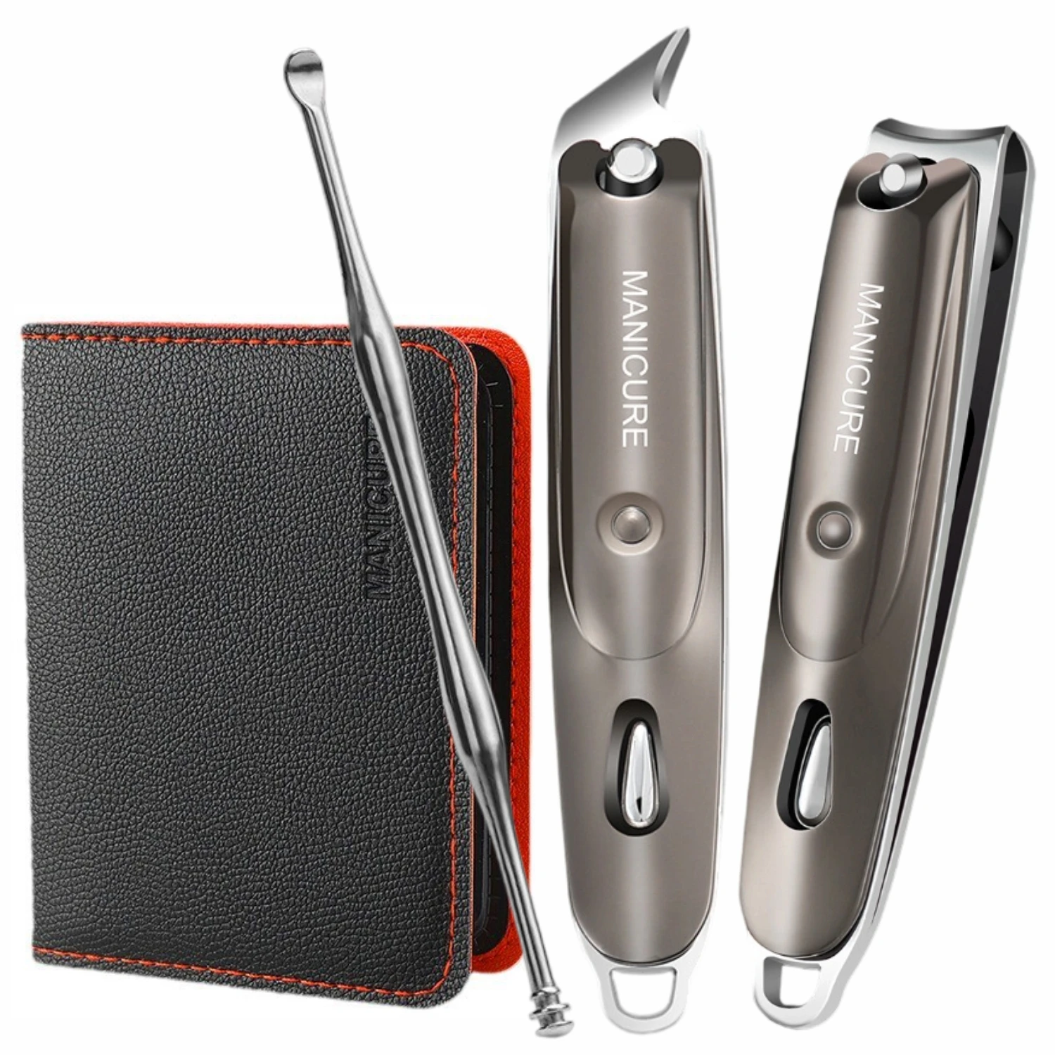 Complete Nail Care Kit: Stainless Steel Toenail & Fingernail Clippers Set, Portable Manicure Tools & Leather Case - Ideal Gift