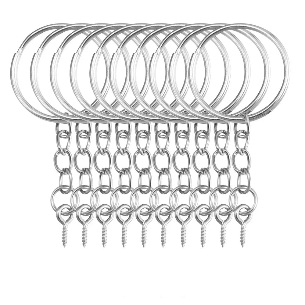 90 Stück Metall-Schlüsselanhänger mit Spaltringen, Gliederkette, Schlüsselringe, Schlüsselanhänger, Schlüsselanhänger-Halter, DIY-Schlüsselketten, Schlüsselring-Zubehör – Detail 4