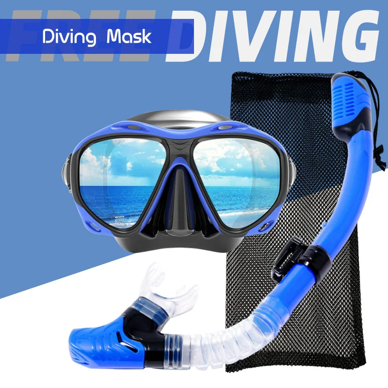 Advanced Diving Mask, Fully Dry Snorkel Set with Storage Bag - Ultra-Quired Transparent Silicone Anti-Fog Large-Frame Goggles, Tempered Glass Anti-Pressure Snorkeling Goggles - Designed for Adults