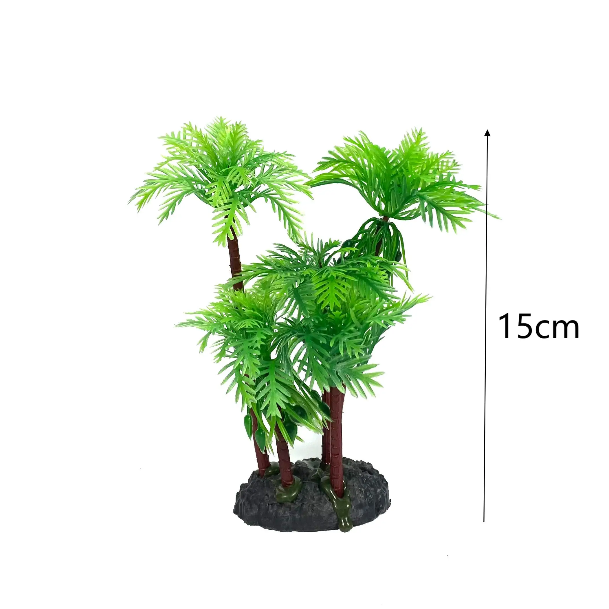 1PCS Artificial Aquatic Plants Coconut Trees Ornaments Turtles Reptiles Pets For Fish Tank Landscaping Underwater Plants 15cm