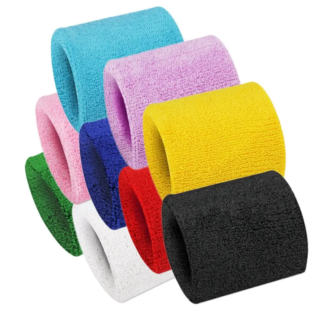 5*8cm Solid Color Cotton Sport Sweatband Brace Wraps Guards Volleyball Basketball Gym Sweat Wristband Women Men Soft Comfortable