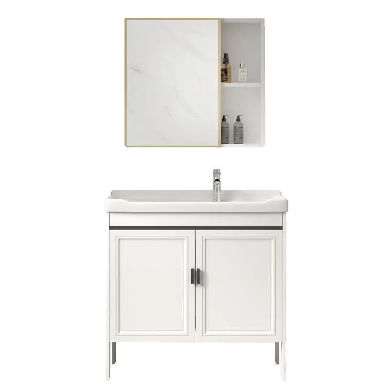 

Ceramic laundry basin with rubbing board, space aluminum laundry cabinet