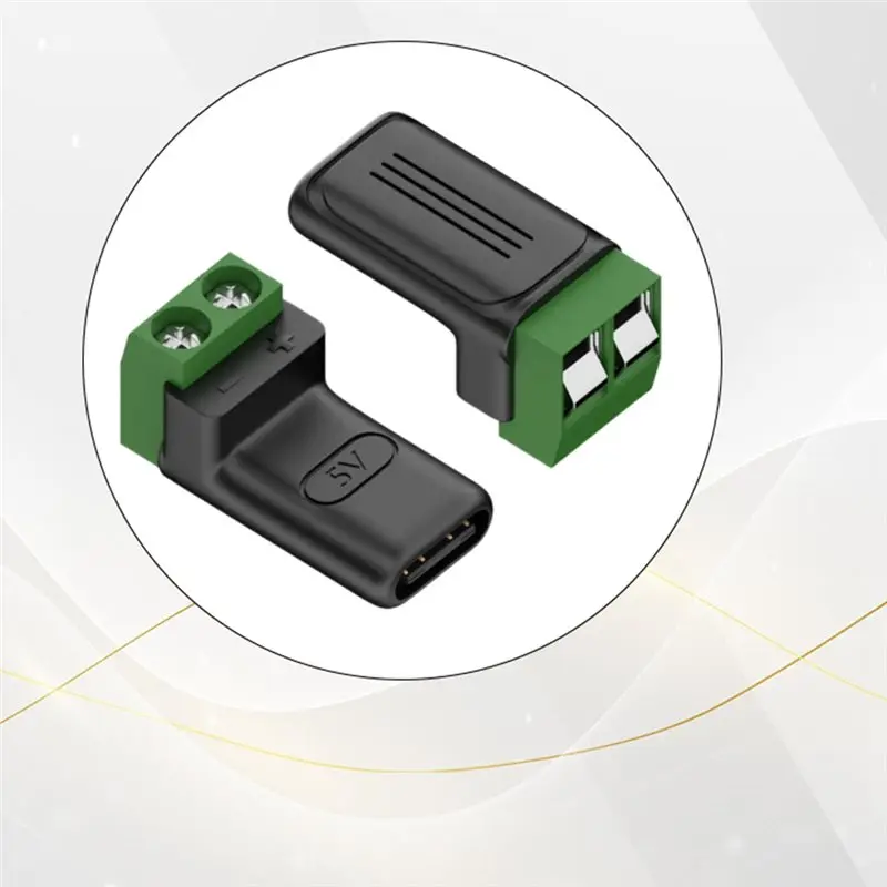 A99E-12PCS USB-C Female To 2Pin 5V Terminal Adapter Solderless Green Terminal USB Quick Connector For Small Appliances