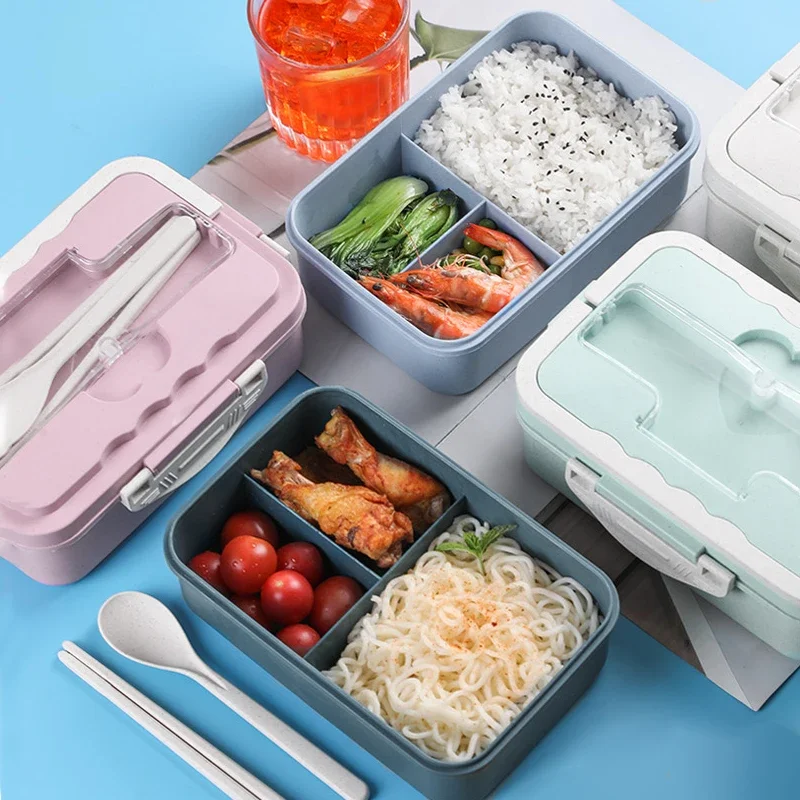 

Lunch Box, 3 Compartment Sealed Bento Box and Cutlery Set Lunch Boxes for Kid Adult, Suitable for Microwave and Dishwasher