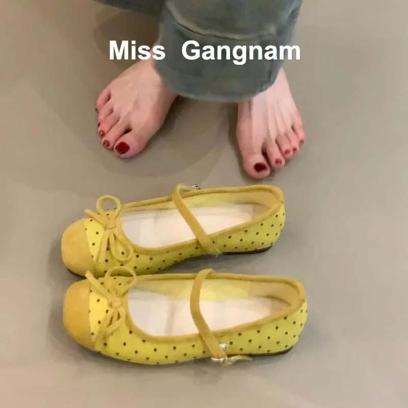 女性のバレエフラットシューズ、ソフトボトム、メリージェーン、バタフライノット、カジュアルシューズ、通気性のあるローカット、カジュアルな春のファッションシューズ