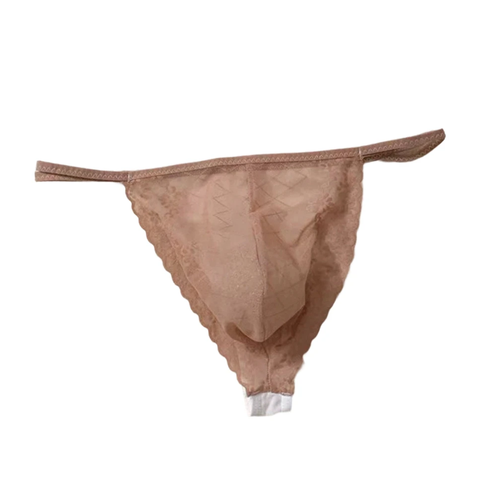 1pc Mens Seamless Thongs See Through Panties Lace Sheer T-Back G-Strings U Convex Pouch Underwear Sexy Breathable Underpants