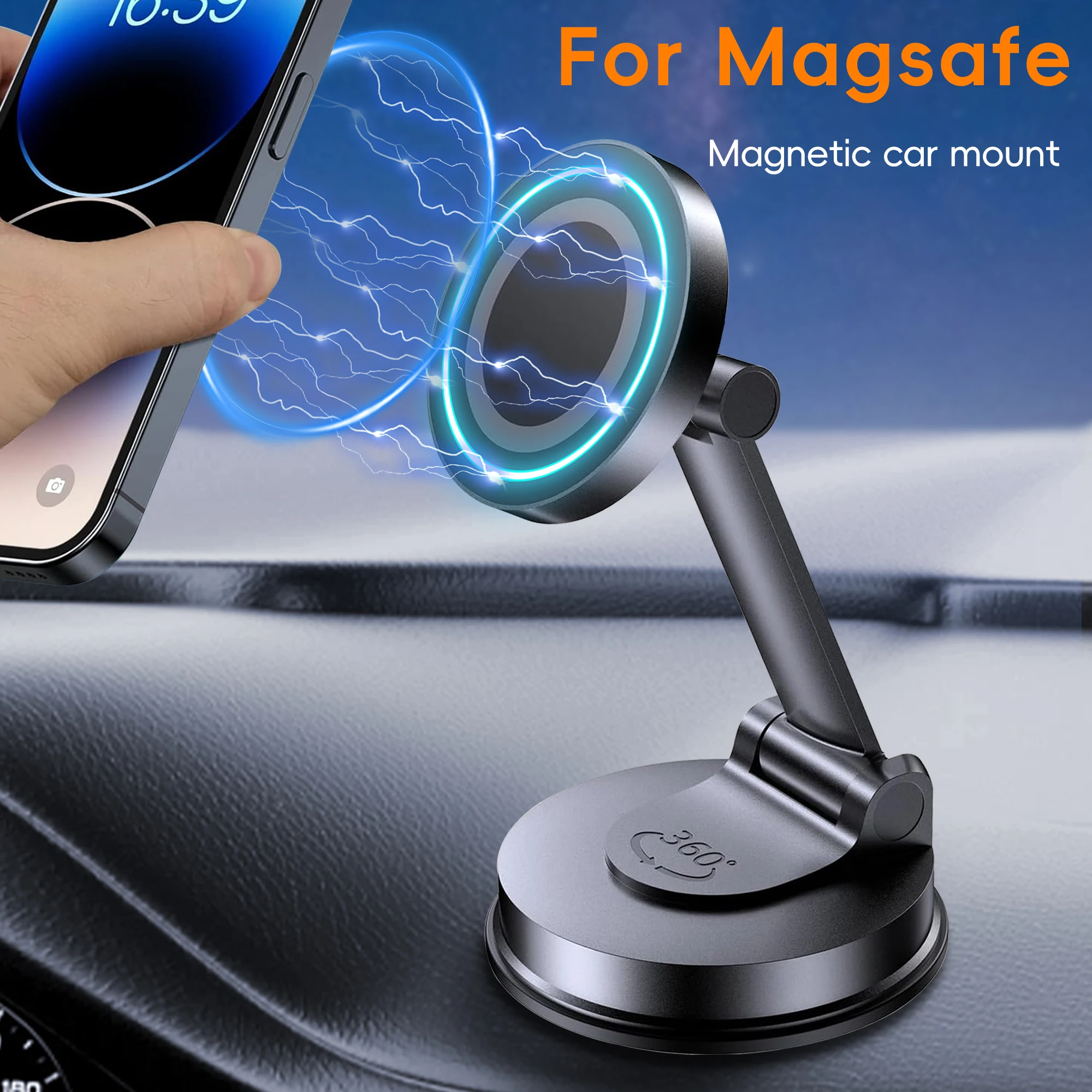 

MagSafe Car Mount, Upgraded Dashboard Magnetic Phone Holder for Car, 360° Rotation, Car Phone Holder Mount for iPhone 17/16